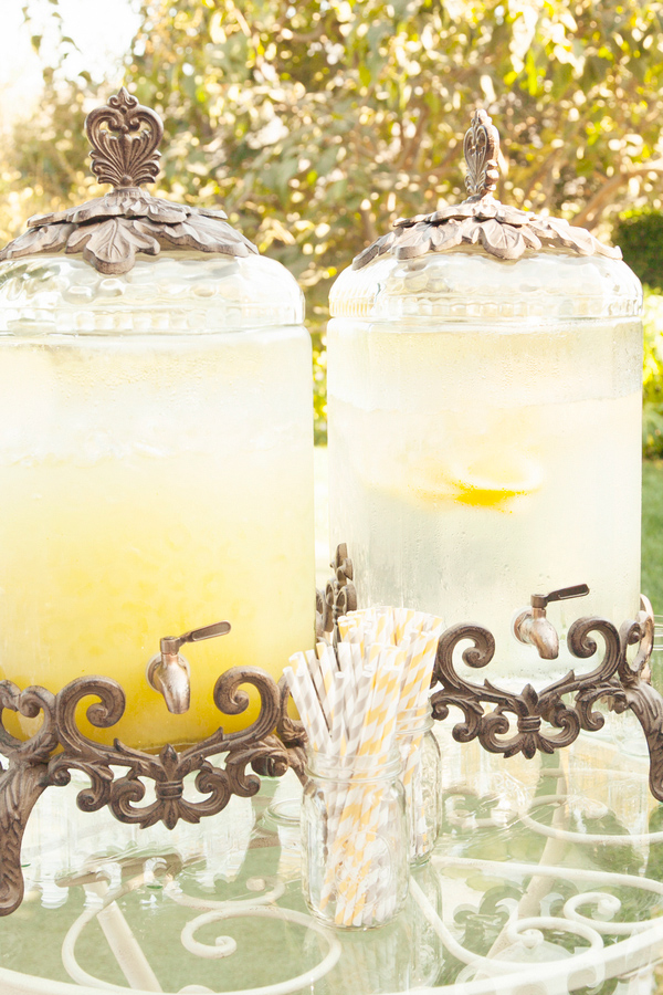 Wedding Photo by Christine Bentley Photography of lemonade pitchers at reception